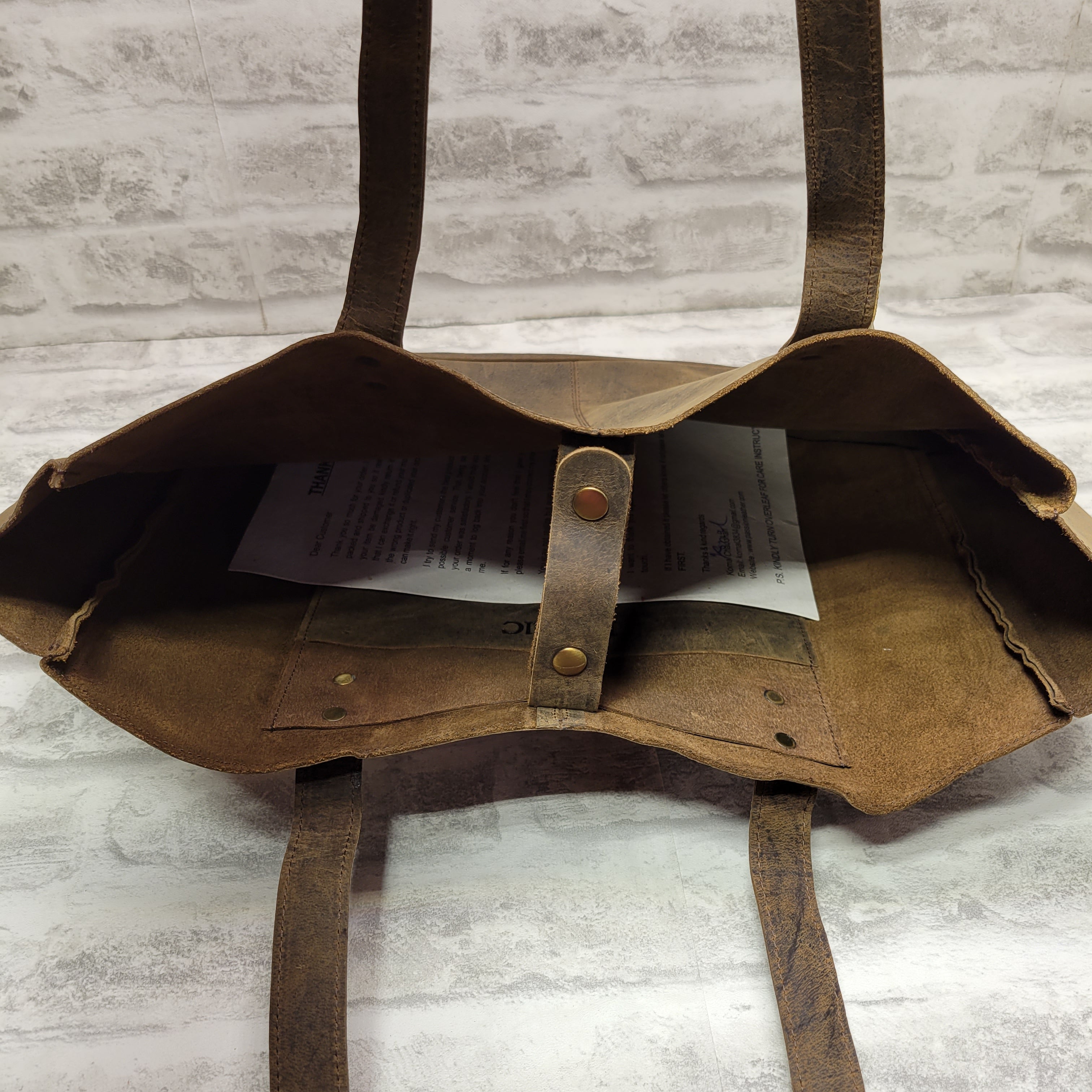 KomalC Leather Shoulder Bag Tote Handbag (18.5", Buffalo Distressed Tan) (7680000196846)
